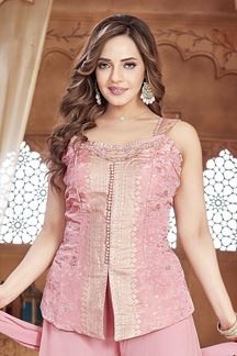 Picture of Ethnic Pink Designer Palazzo Suit for Festivals, Sangeet, and Parties