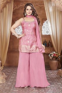 Picture of Appealing Pink Designer Palazzo Suit for Engagement, Sangeet, and Parties