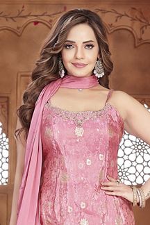 Picture of Appealing Pink Designer Palazzo Suit for Engagement, Sangeet, and Parties