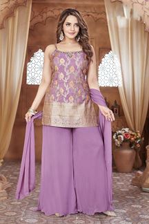 Picture of Charming Light Purple Designer Palazzo Suit for Engagement, Sangeet, and Parties