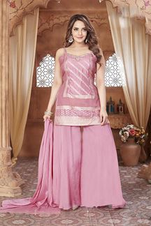 Picture of Stunning Pink Designer Palazzo Suit for Engagement, Sangeet, and Parties