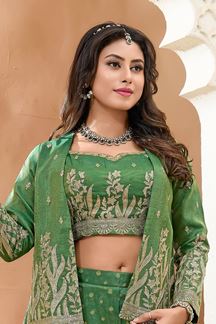 Picture of  Striking Pista Green Designer Palazzo Suit for Mehendi, Engagement, Reception, Festivals, Sangeet, and Parties