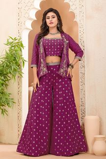 Picture of  Amazing Purple Designer Palazzo Suit for Engagement, Reception, Festivals, Sangeet, and Parties