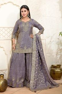 Picture of  Royal Light Purple Designer Palazzo Suit for Engagement, Reception, Festivals, Sangeet, and Parties