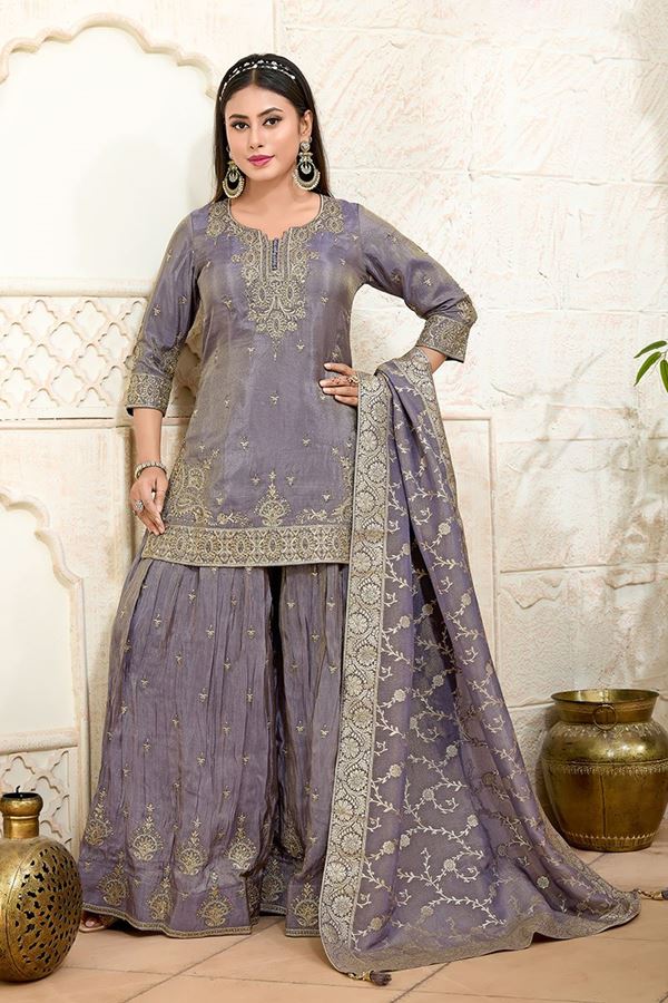 Picture of  Royal Light Purple Designer Palazzo Suit for Engagement, Reception, Festivals, Sangeet, and Parties
