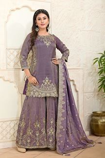 Picture of  Enticing Lavender Designer Palazzo Suit for Engagement, Reception, Festivals, Sangeet, and Parties