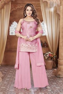 Picture of Enticing Pink Designer Palazzo Suit for Engagement, Sangeet, and Parties
