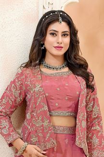 Picture of  Delightful Pink Designer Palazzo Suit for Engagement, Wedding, Reception, Festivals, Sangeet, and Parties