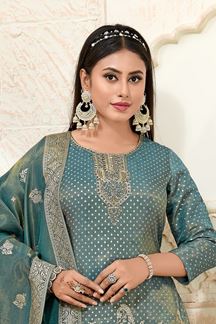 Picture of  Exuberant Blue Designer Palazzo Suit for Wedding, Reception, Festivals, Sangeet, and Parties