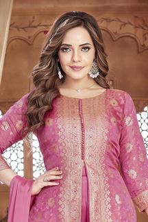 Picture of Pretty Pink Designer Palazzo Suit for Engagement, Sangeet, and Parties