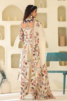 Picture of   Bollywood Cream Designer Straight Cut Suit for Festivals, Sangeet, and Parties