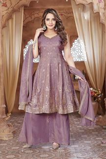 Picture of Flamboyant Lavender Designer Palazzo Suit for Engagement and Reception