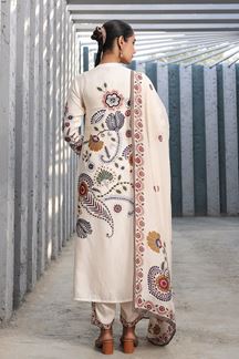 Picture of  Magnificent Cream Designer Straight Cut Suit for Festivals, Sangeet, and Parties
