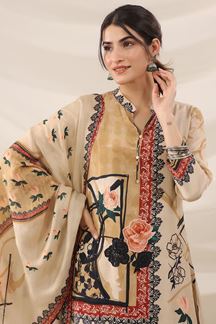 Picture of  Artistic Beige Designer Straight Cut Suit for Festivals, Sangeet, and Parties