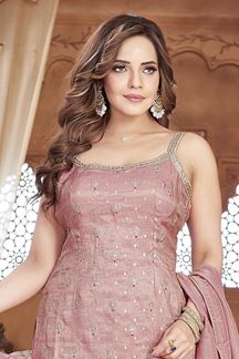 Picture of Creative Peach Designer Palazzo Suit for Engagement, Reception, and Sangeet
