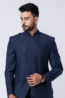 Picture of Classy Navy Blue Designer Jodhpuri Suit for Engagement, Reception, Wedding, Sangeet, and Parties