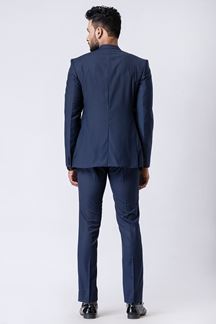 Picture of Classy Navy Blue Designer Jodhpuri Suit for Engagement, Reception, Wedding, Sangeet, and Parties