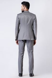 Picture of Exuberant Grey Designer Jodhpuri Suit for Engagement, Reception, Wedding, Sangeet, and Parties