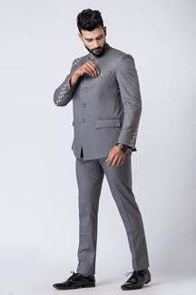 Picture of Exuberant Grey Designer Jodhpuri Suit for Engagement, Reception, Wedding, Sangeet, and Parties