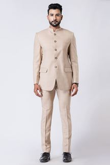 Picture of Charming Beige Designer Jodhpuri Suit for Engagement, Reception, Wedding, Sangeet, and Parties
