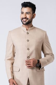 Picture of Charming Beige Designer Jodhpuri Suit for Engagement, Reception, Wedding, Sangeet, and Parties