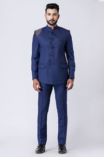 Picture of Exquisite Light Navy Blue Designer Jodhpuri Suit for Engagement, Reception, Wedding, Sangeet, and Parties