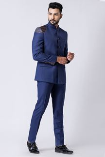 Picture of Exquisite Light Navy Blue Designer Jodhpuri Suit for Engagement, Reception, Wedding, Sangeet, and Parties