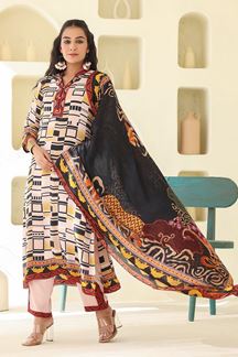 Picture of  Beautiful White Designer Straight Cut Suit for Festivals, Sangeet, and Parties