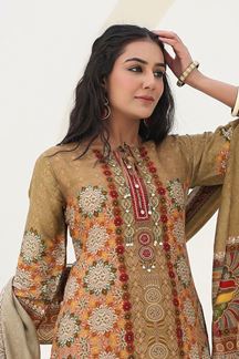 Picture of   Dazzling Olive Designer Straight Cut Suit for Festivals, Sangeet, and Parties