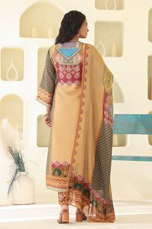 Picture of  Mesmerizing Beige Designer Straight Cut Suit for Festivals, Sangeet, and Parties