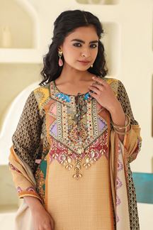 Picture of  Mesmerizing Beige Designer Straight Cut Suit for Festivals, Sangeet, and Parties