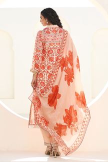 Picture of   Striking Peach Designer Straight Cut Suit for Festivals, Sangeet, and Parties