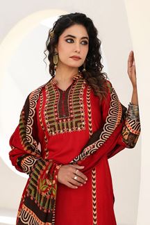 Picture of  Marvelous Red Designer Straight Cut Suit for Festivals, Sangeet, and Parties