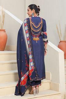 Picture of  Trendy Indigo Designer Straight Cut Suit for Festivals, Sangeet, and Parties