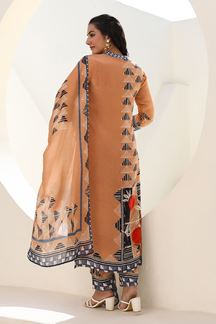 Picture of  Divine Pastel Peach Designer Straight Cut Suit for Festivals, Sangeet, and Parties