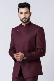Picture of Impressive Wine Designer Jodhpuri Suit for Engagement, Reception, Wedding, Sangeet, and Parties
