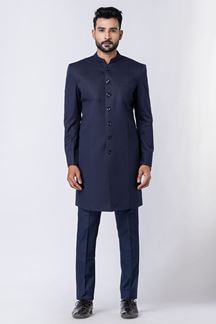 Picture of Magnificent Navy Blue Designer Jodhpuri Suit for Engagement, Reception, Wedding, Sangeet, and Parties