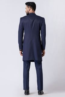 Picture of Magnificent Navy Blue Designer Jodhpuri Suit for Engagement, Reception, Wedding, Sangeet, and Parties