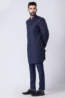 Picture of Magnificent Navy Blue Designer Jodhpuri Suit for Engagement, Reception, Wedding, Sangeet, and Parties