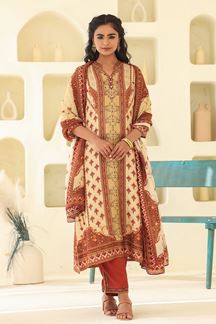 Picture of  Glorious Beige Designer Straight Cut Suit for Festivals, Sangeet, and Parties