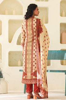 Picture of  Glorious Beige Designer Straight Cut Suit for Festivals, Sangeet, and Parties