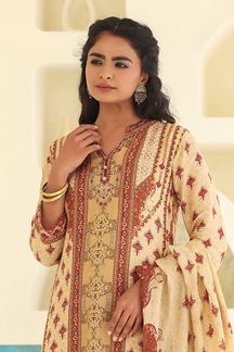 Picture of  Glorious Beige Designer Straight Cut Suit for Festivals, Sangeet, and Parties