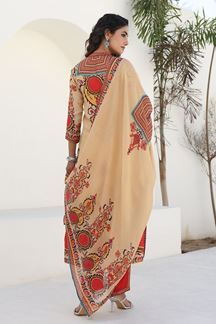 Picture of  Astounding Cream Designer Straight Cut Suit for Festivals, Sangeet, and Parties