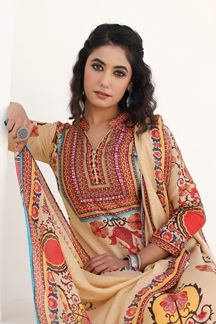 Picture of  Astounding Cream Designer Straight Cut Suit for Festivals, Sangeet, and Parties