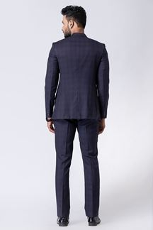 Picture of Fashionable Navy Blue Designer Jodhpuri Suit for Engagement, Reception, Wedding, Sangeet, and Parties