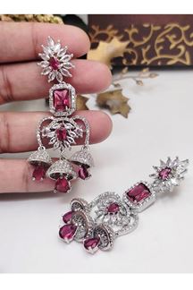 Picture of  Ethnic Rani Designer Earrings Set for Engagement, Wedding, and Reception