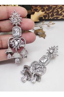 Picture of  Captivating White Designer Earrings Set for Engagement, Wedding, and Reception