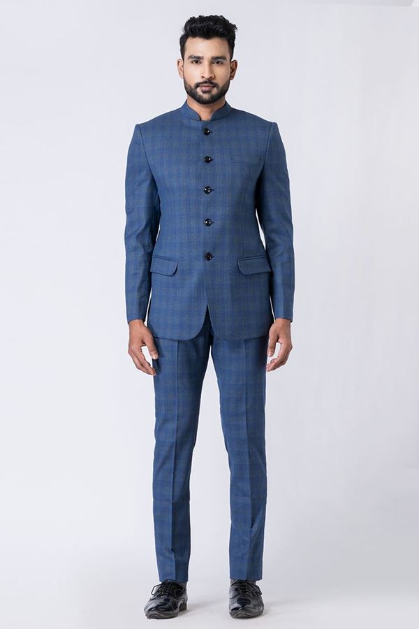 Picture of Splendid Light Blue Designer Jodhpuri Suit for Engagement, Reception, Wedding, Sangeet, and Parties