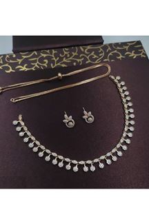 Picture of  Ethnic Silver Designer Necklace Set for Engagement, Wedding, and Reception