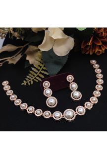 Picture of  Dazzling Rose Gold Designer Necklace Set for Engagement, Wedding, and Reception